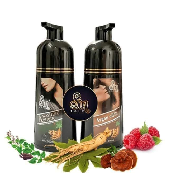 Số 1 Nhật Bản Combo 2 chai dầu gội phủ bạc màu nâu Sin Hair 500ml