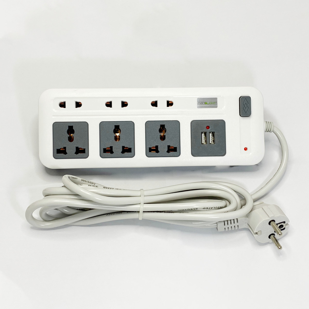 Ổ Cắm Điện USB Nanolight 6 lỗ cắm và 2 cổng USB PS-02