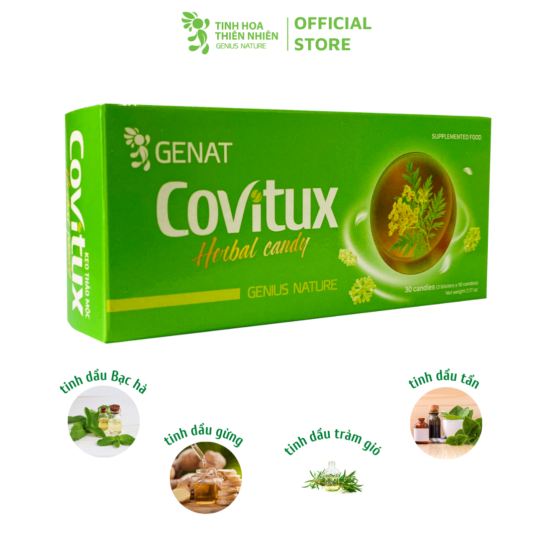 Kẹo thảo mộc Covitux (hộp 30 viên) - Genat  - Giao 2H HCM