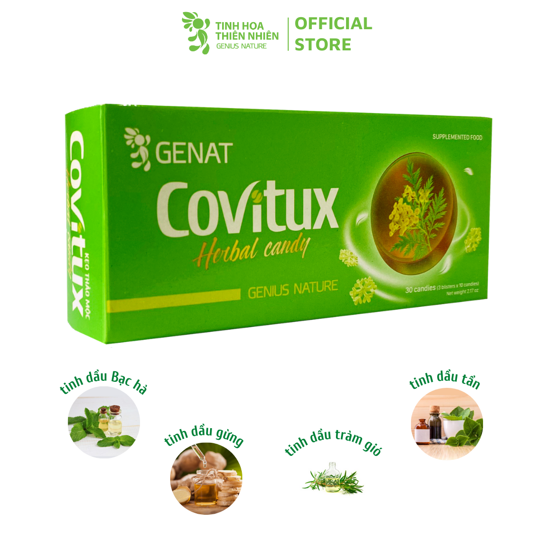 Combo 2 hộp - Kẹo thảo mộc Covitux (30 viên) - Genat - Tinh hoa thiên nhiên
