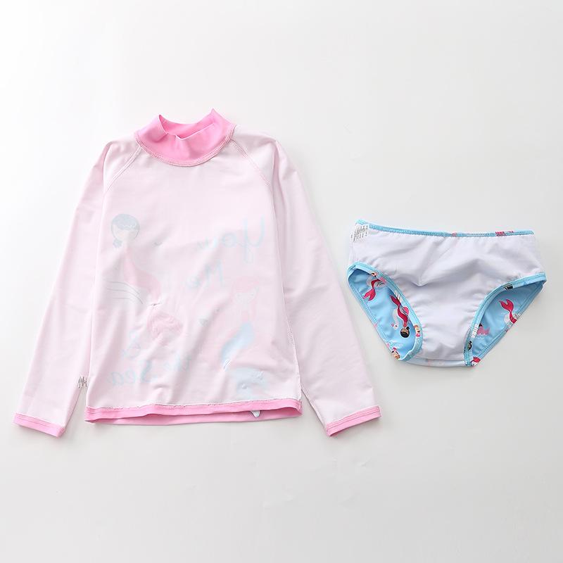 Đồ Bơi Trẻ Em Bé Gái 2 Phát Ban Bảo Vệ Trẻ Em Dài Tay Nàng Tiên Cá Kỳ Lân In Hình Bé Gái Đồ Bơi Áo Tắm Cho cho Bé