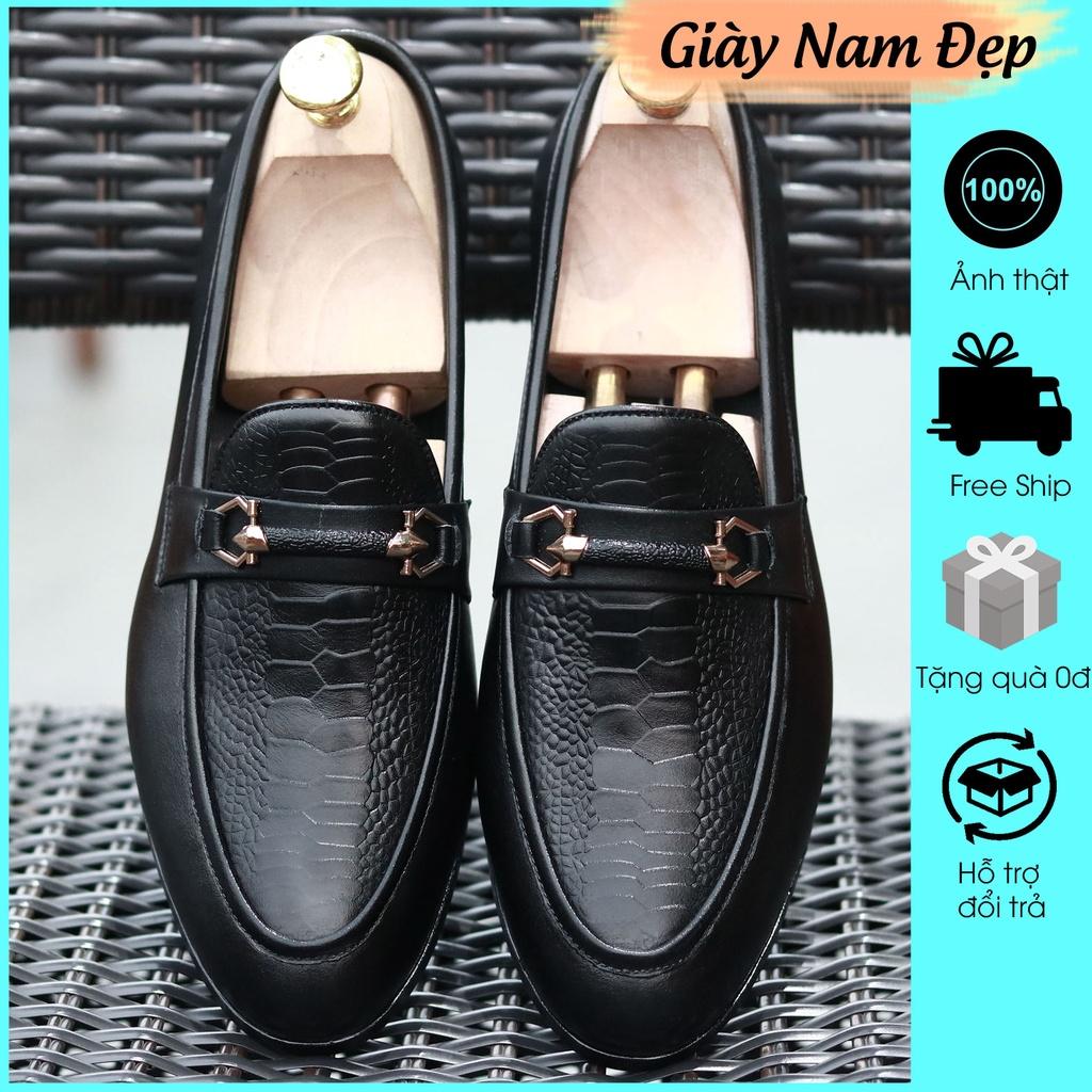 GIày lười nam giá rẻ, da dập vân cá xấu mã G004