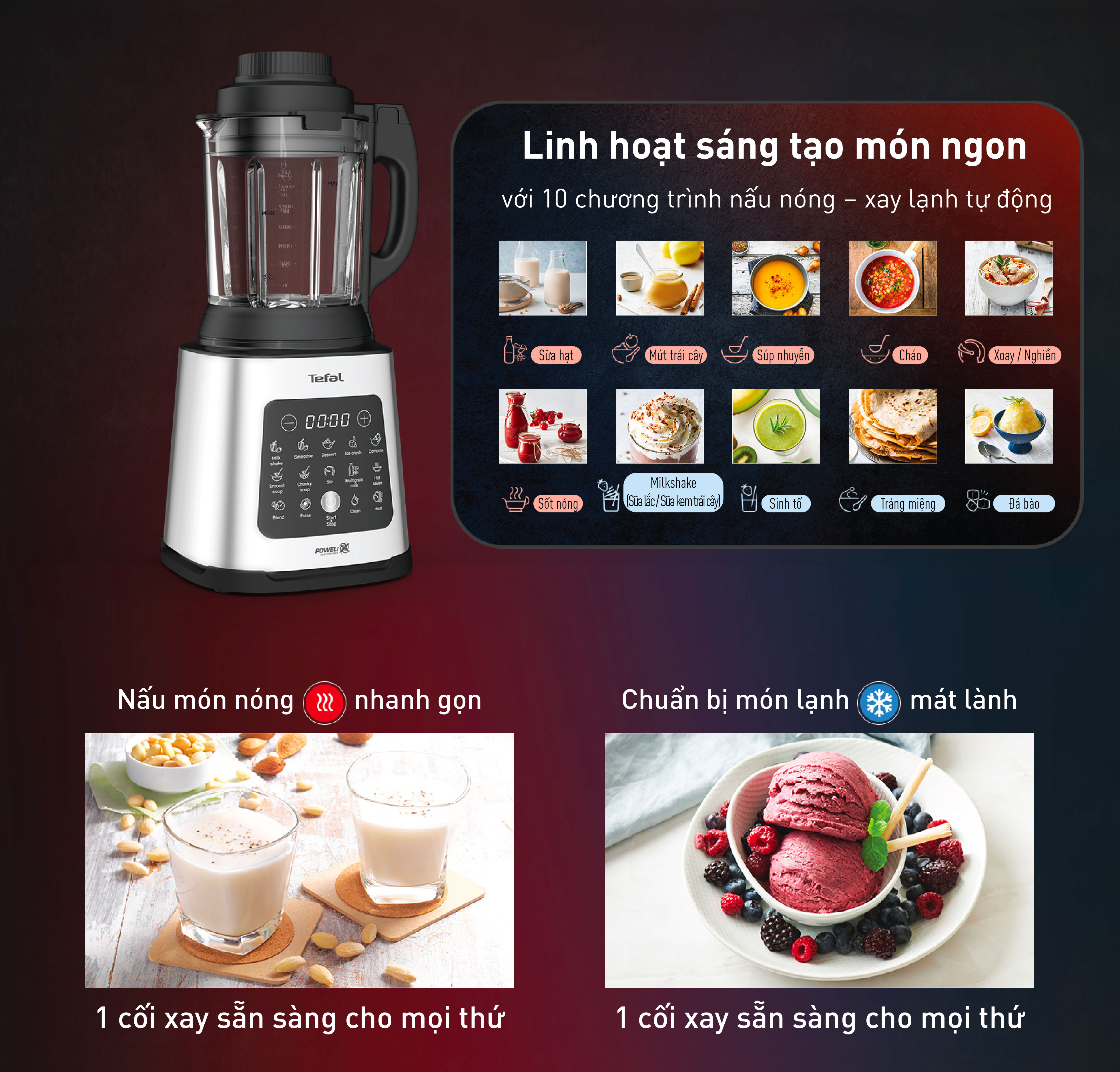 Máy xay nấu đa năng Tefal Perfectmix Cook BL83SD66 - 1.75L - Hàng Chính Hãng