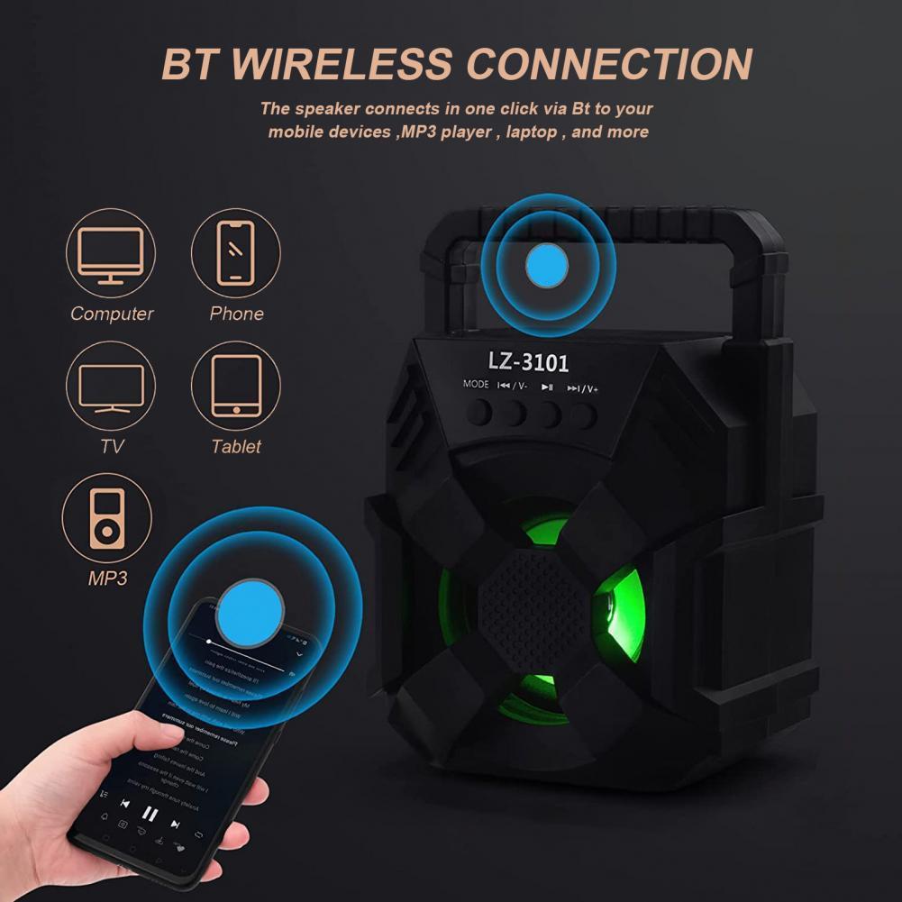 Loa không dây LZ-3101 Hộp âm thanh tương thích Bluetooth di động ngoài trời có thể sạc lại 360 độ âm thanh nổi mini dành cho gia đình Màu sắc: Đen