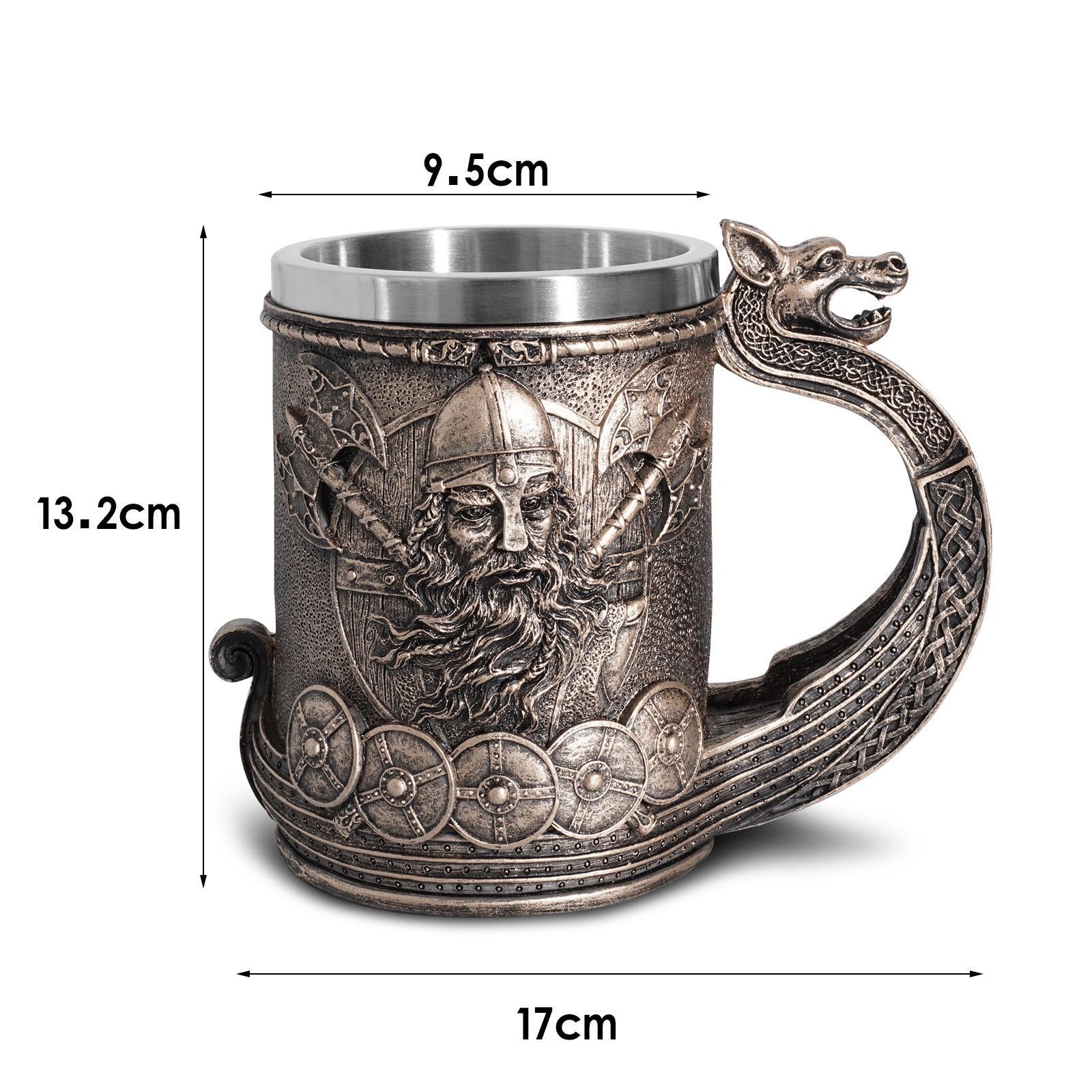 Cốc bia Viking Viking sáng tạo Cốc nước lớn Cốc thép không gỉ