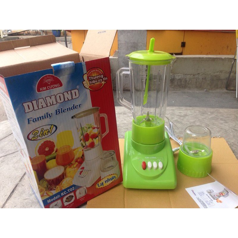 Máy xay sinh tố 2 cối nhựa Kim Cương KC-T02 - Hàng chính hãng