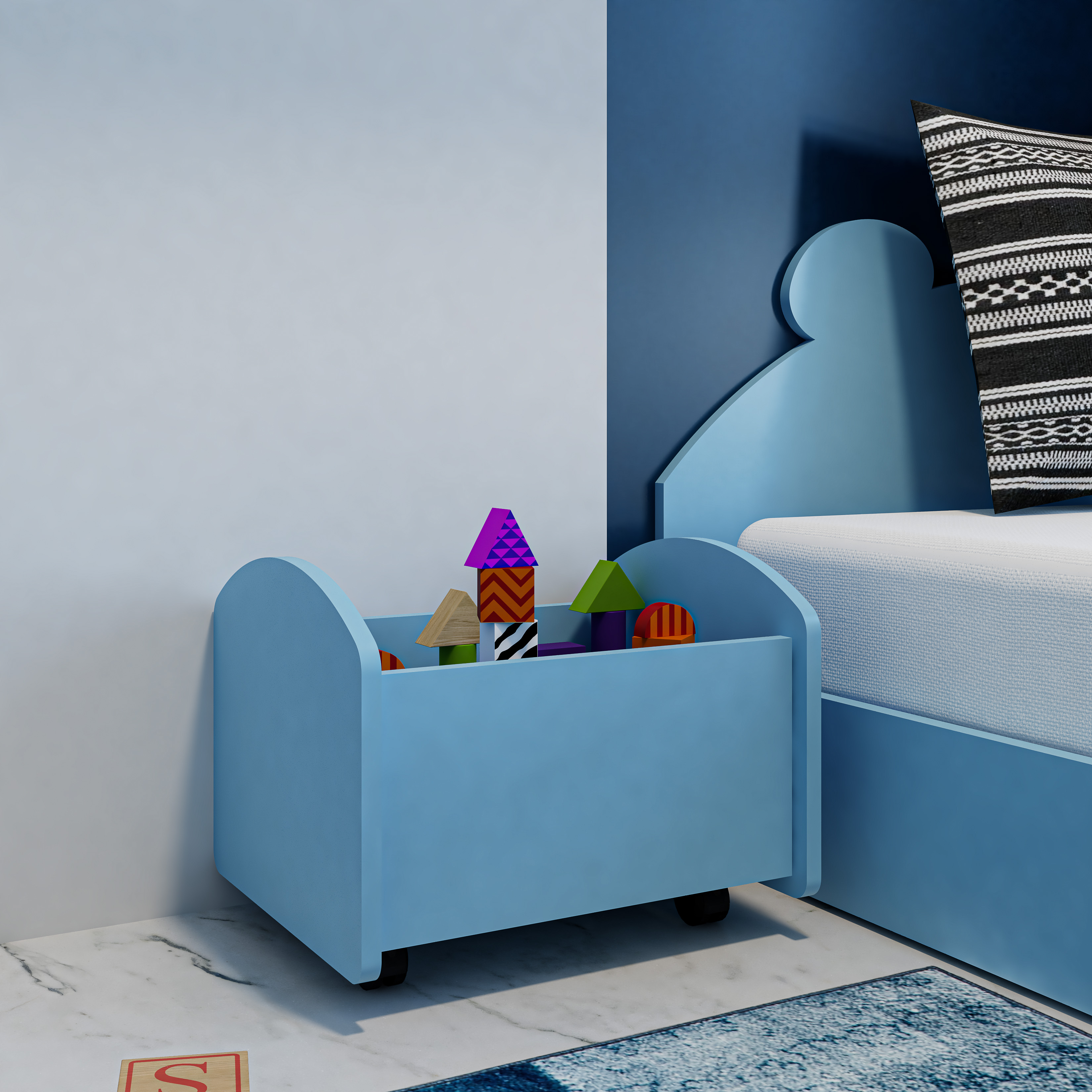 KID, Thùng lưu trữ cho trẻ em có bánh xe, 46cm x 36cm x 36cm , TLT_001