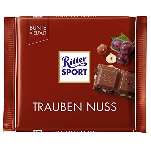 Combo 6 thanh Chocolate Ritter Sport Trauben Nuss nhân Nho & Hạt dẻ 100gr