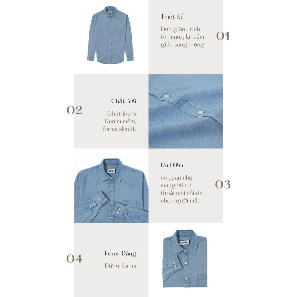 Áo Sơ Mi Nam Dài Tay Trơn BY COTTON Denim Shirt