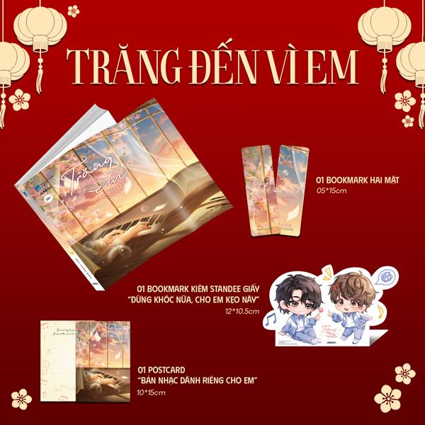 Sách - Trăng Đến Vì Em - Tặng Kèm Boomark + Boomark Kiêm Standee Giấy + Postcard 2 Mặt