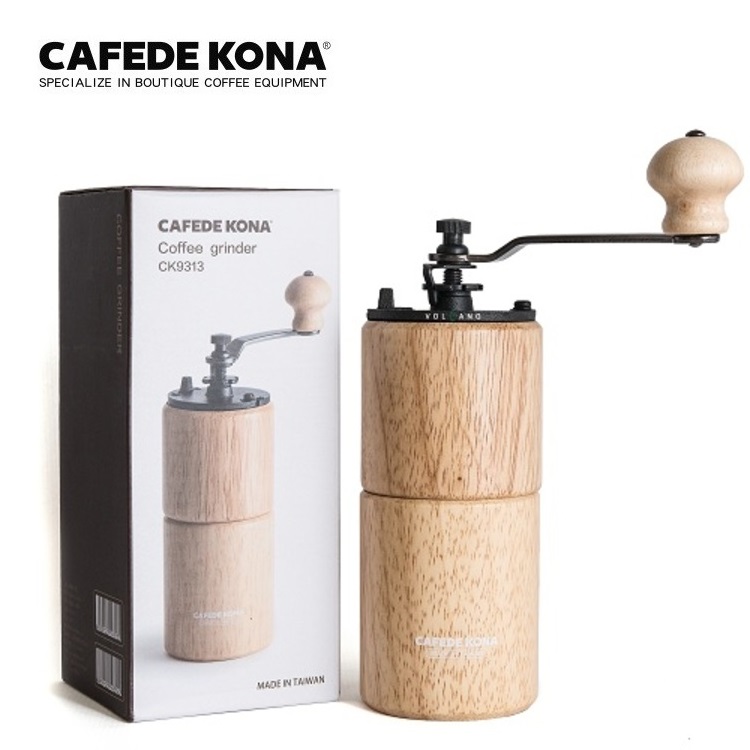 Cối xay cà phê thân gỗ hình trụ tròn lõi thép CAFE DE KONA