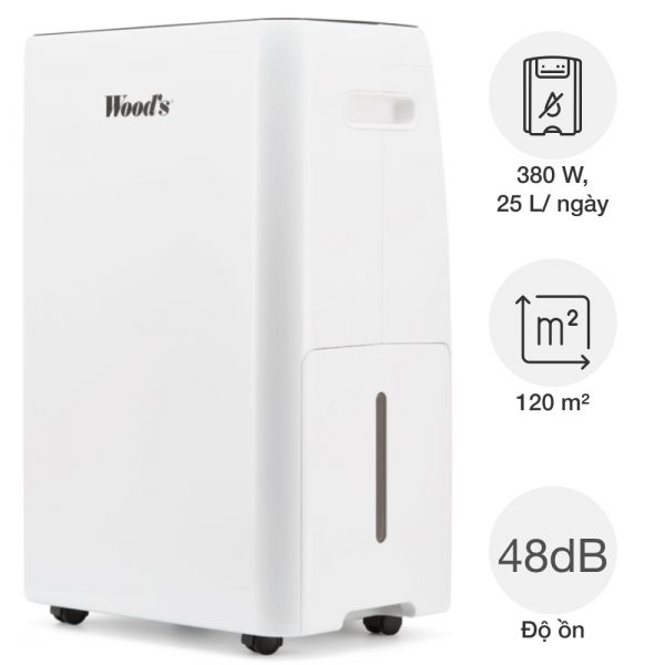 Máy Hút Ẩm Wood's MRD25GW Kết Nối WiFi Dùng Cho Phòng 120 m² Hàng chính hãng