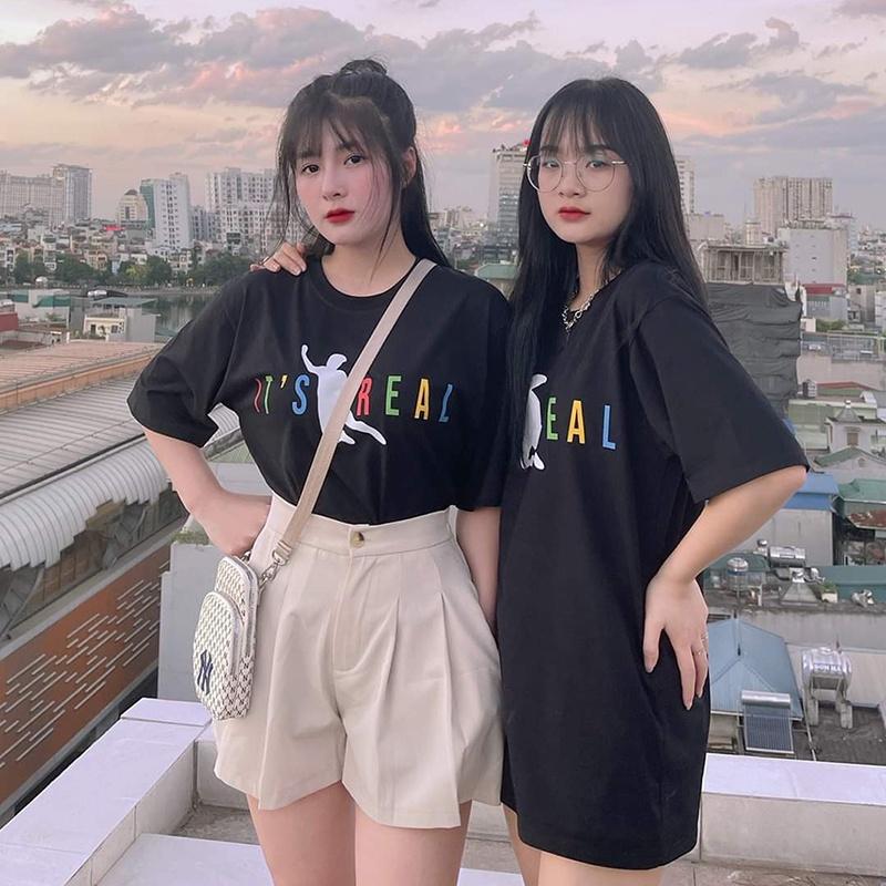 Áo thun tay lỡ nam nữ, áo phông Unisex form rộng chất vải cotton mát mịn thấm hút mồ hôi in hình ITiS-REAL