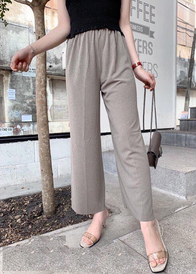 Quần ống rộng culottes vải gân tăm hack dáng cho nữ, chipxinhxk