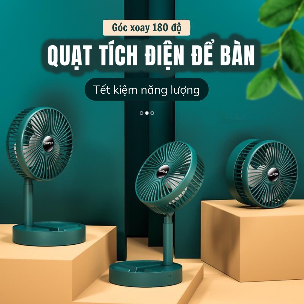 QUẠT SẠC SUPER FS21 ĐỂ BÀN , GẤP GỌN TIỆN DỤNG , 3 CHẾ ĐỘ GIÓ