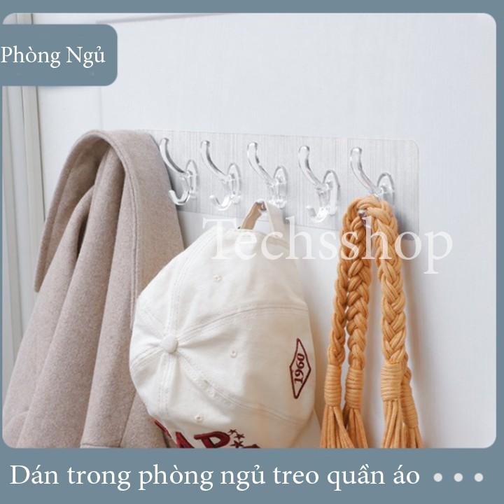 Miếng Dán Tường 6 Móc Trong Suốt Và Hoa Văn Nhiều Mẫu Treo Quần Áo, Đồ Đạc Trong Nhà Tắm Nhà Bếp