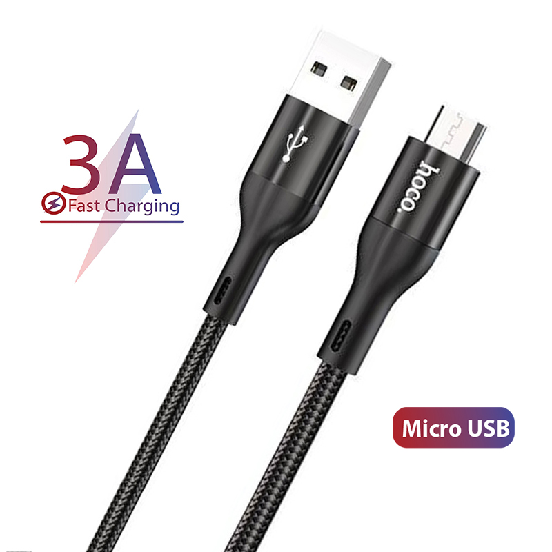 Cáp sạc nhanh 3A Hoco X2 Max Micro dây nylon siêu bền truyền data nhanh chóng ổn đinh cho Android dài 0.25M ( 2 màu )- Hàng chính hãng