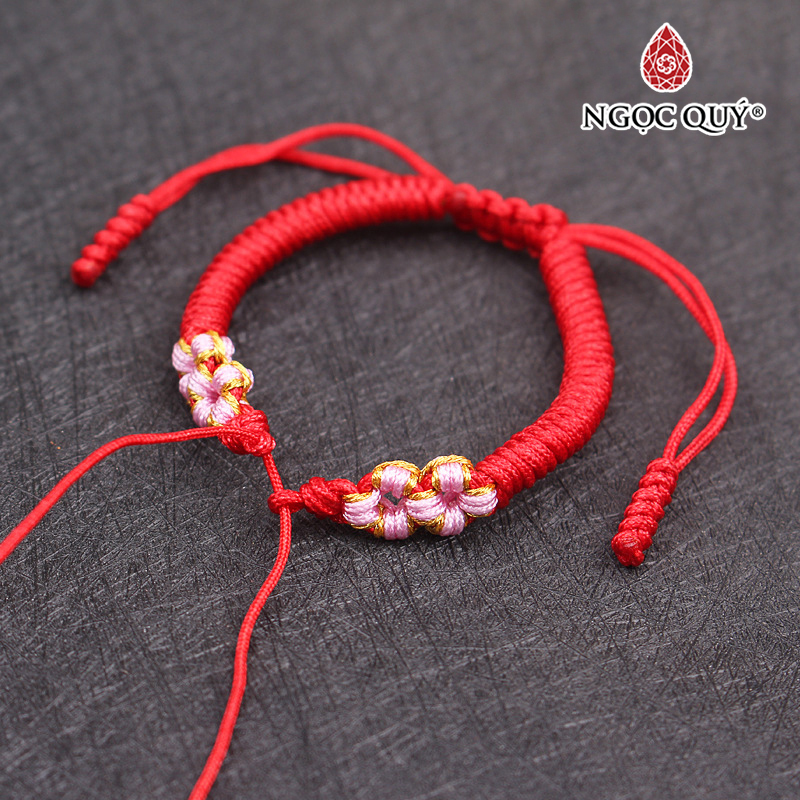 Vòng tay thắt dây vải họa tiết hoa - Ngọc Quý Gemstones