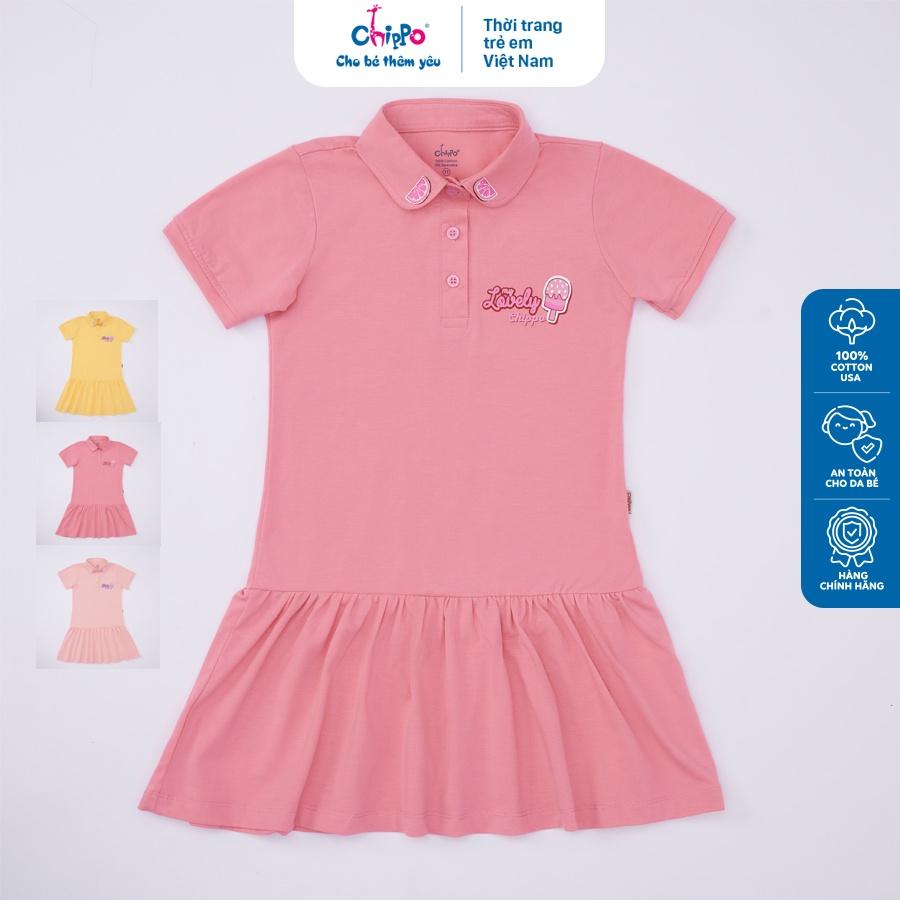 Váy Polo Chippo cho bé gái chất liệu 100% Cotton Váy thun sơ mi đi học Đầm Polo cho bé từ 6 đến 10 tuổi (22-33Kg)