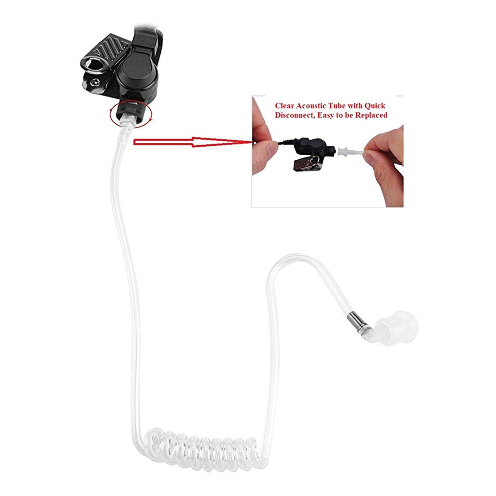 2 Pieces Acoustic Coil Tubes,Lightweight Removable Clear and White Replacement Tube for Two Way Radio Air Duct Headphones