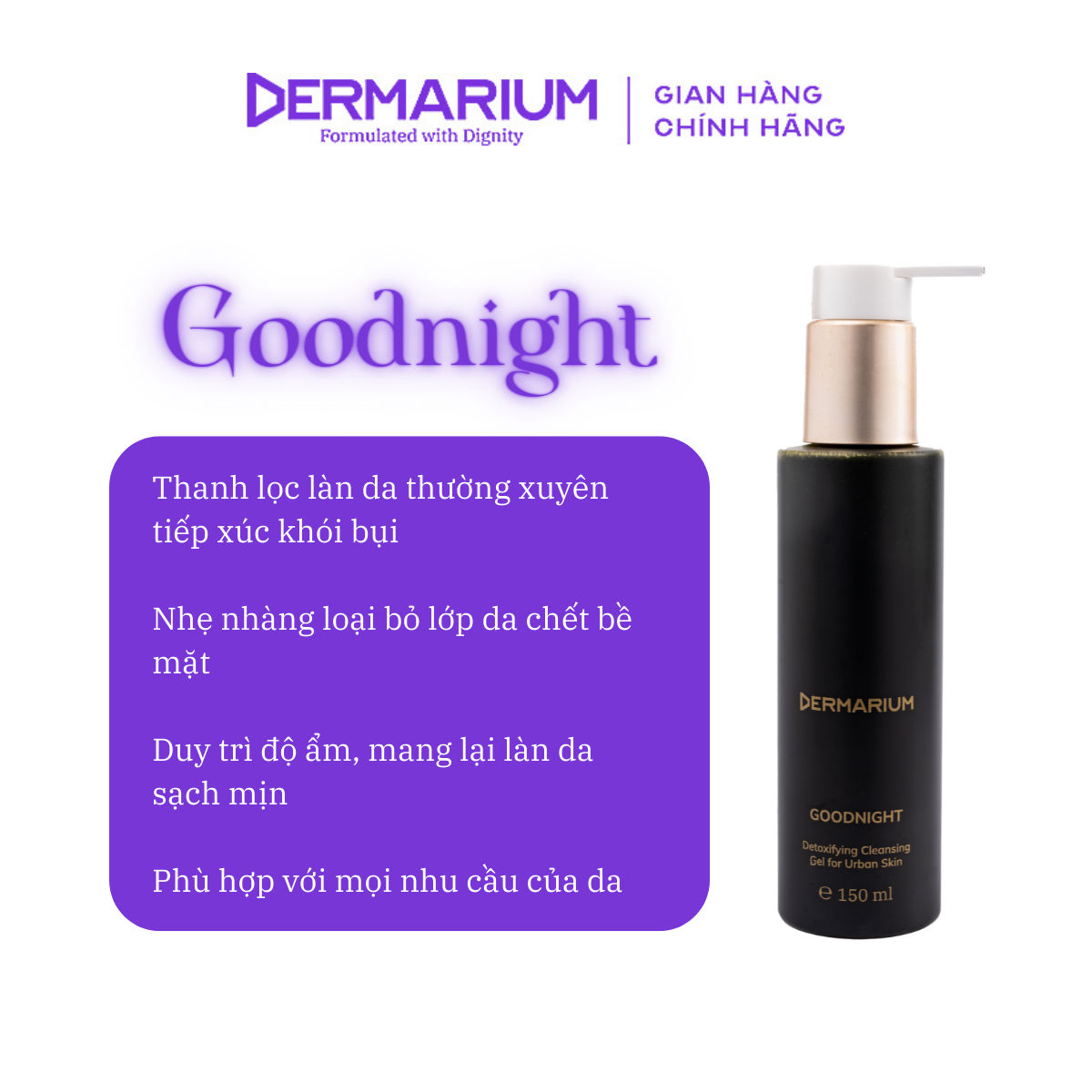 Gel Rửa Mặt Than Hoạt Tính Dermarium Good Night Cleanser