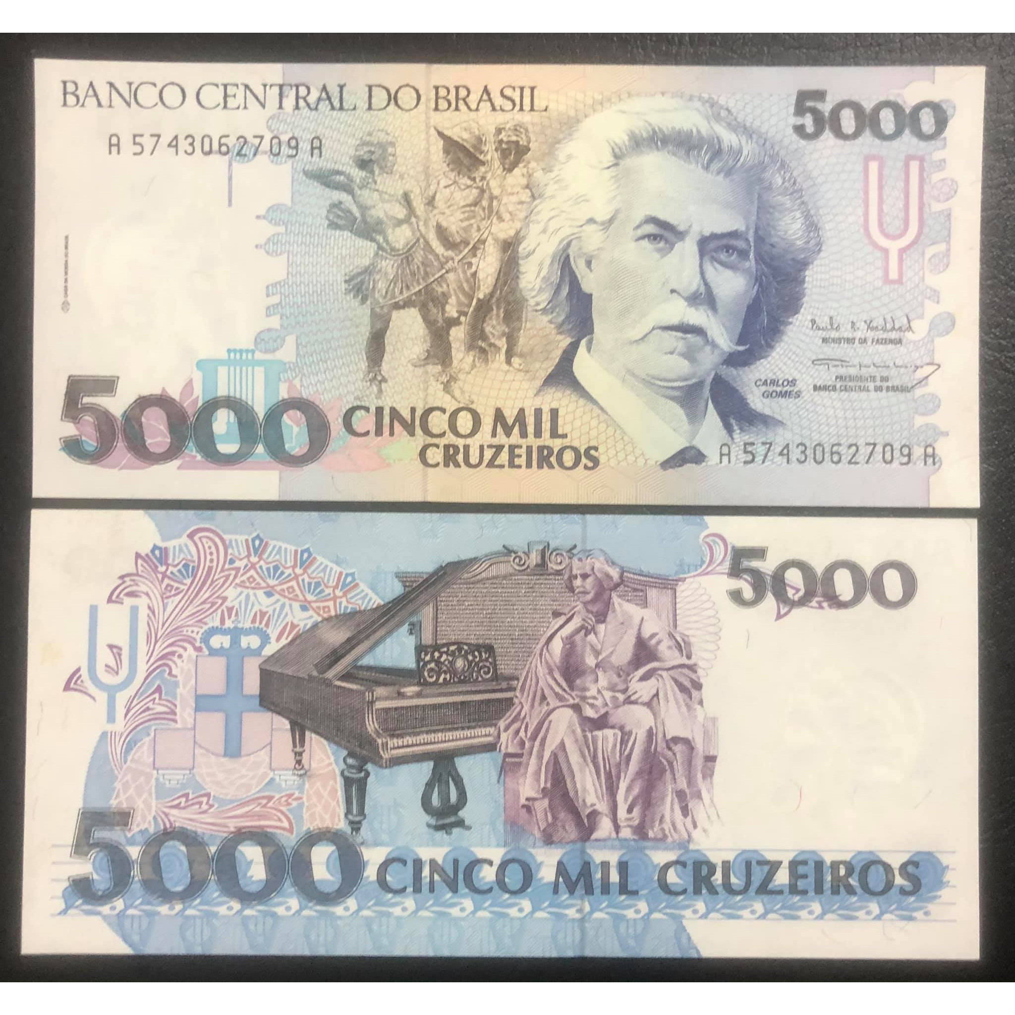 Tiền cổ Brazil 5000 Cruzeiros sưu tầm