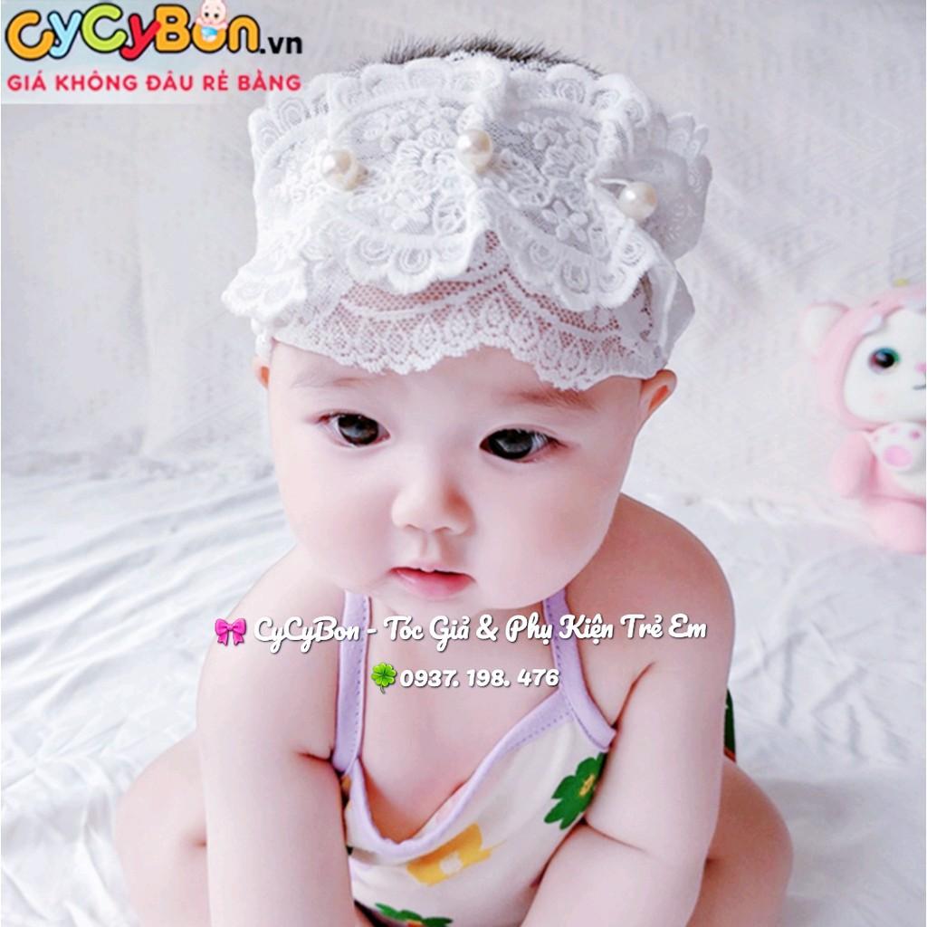 Băng Đô Turban Cho Bé Gái Thun Ren Màu Trắng Co Giãn Thoải Mái, Viền Bèo Siêu Xinh Có Size Từ Sơ Sinh Cho Bé