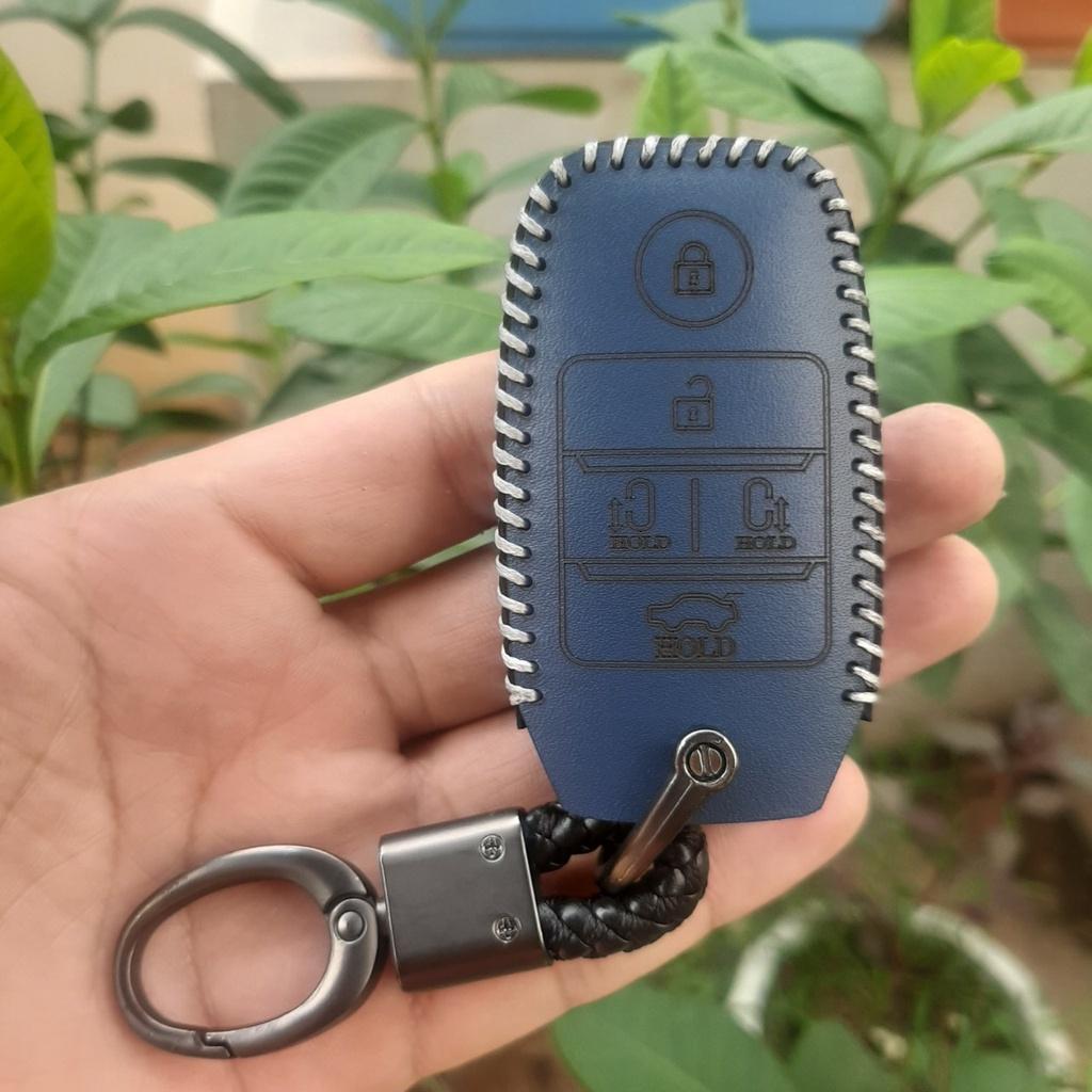 Bao da chìa khoá Kia Sedona chìa thông minh, Da thật bảo hành 2 năm