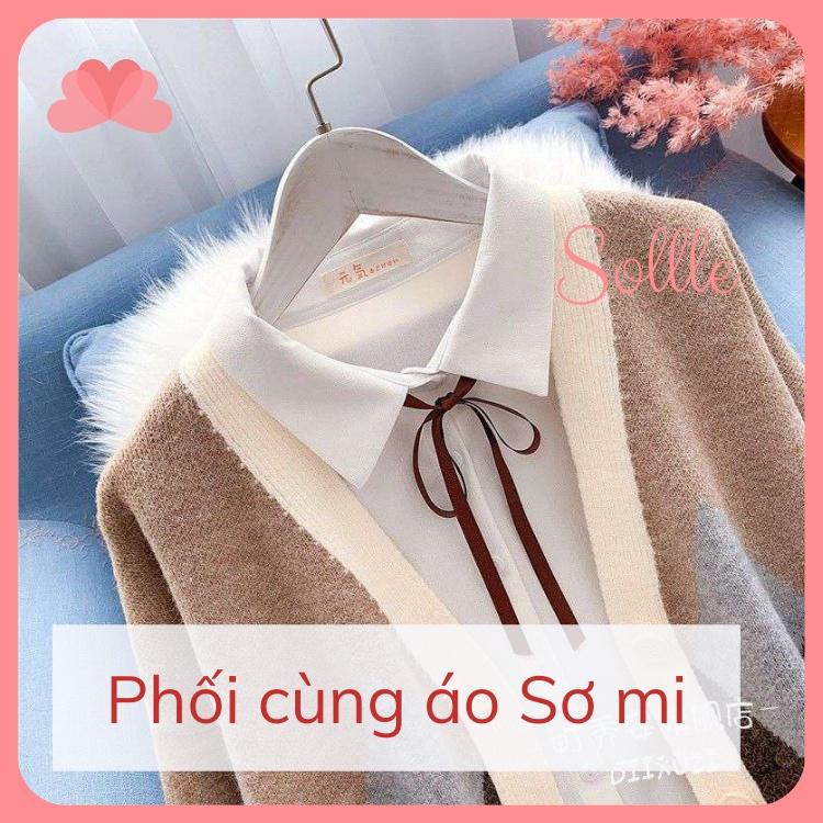Áo khoác cardigan nữ dáng rộng thổ cẩm len trám mềm mịn phong cách Hàn Quốc Sollle