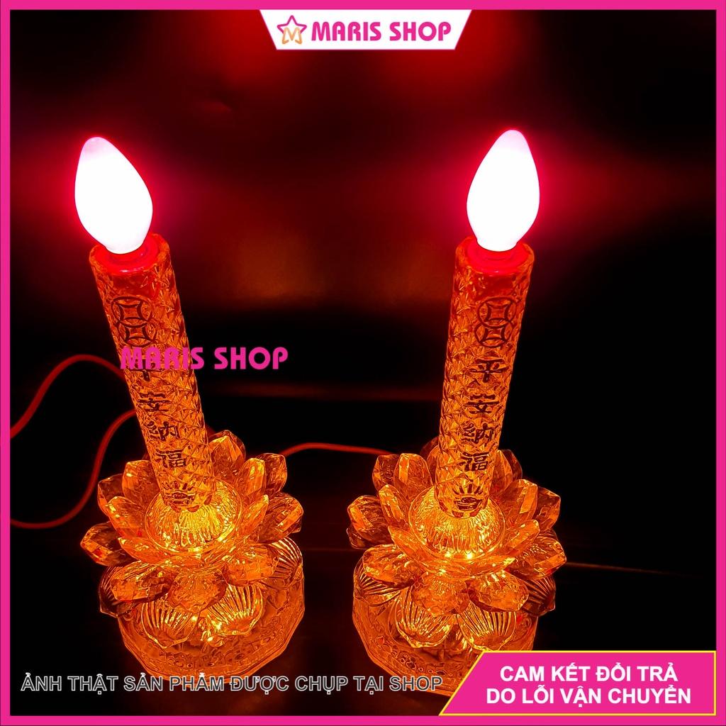 Đèn nến hình sen để bàn thờ cao cấp sử dụng bóng đèn trái ớt, đèn bàn thờ Phật, đèn hoa sen [MRHTN6