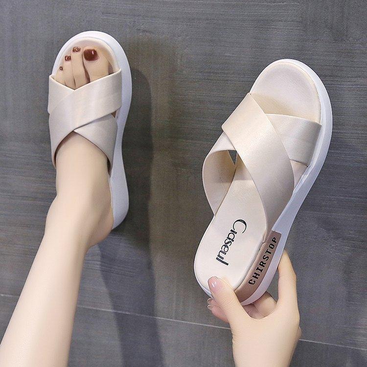 Dép quai ngang nữ tăng 4.5cm thời trang xinh xắn phong cách Hàn Quốc - Trắng HQ,35