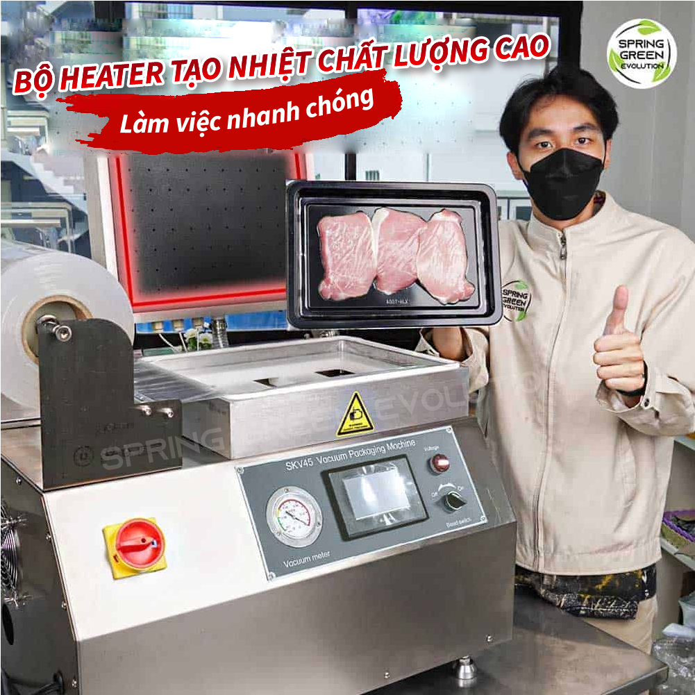 Máy Hút Chân Không Màng/ Máy Bọc Màng Co Nhiệt SKV45. Máy Làm Việc Nhanh Chóng Giúp Tăng Hiệu Suất Công Việc. Hàng Nhập Khẩu Chính Hãng SGE