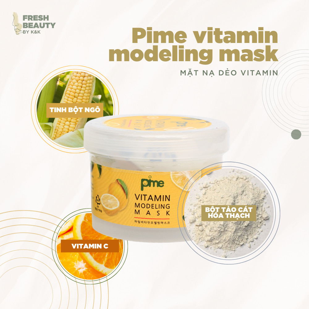 Mặt nạ dẻo Pime Vitamin C Modeling Mask trắng da, giảm nám, làm mờ sắc tố, hạn chế dầu thừa, mụn 25g