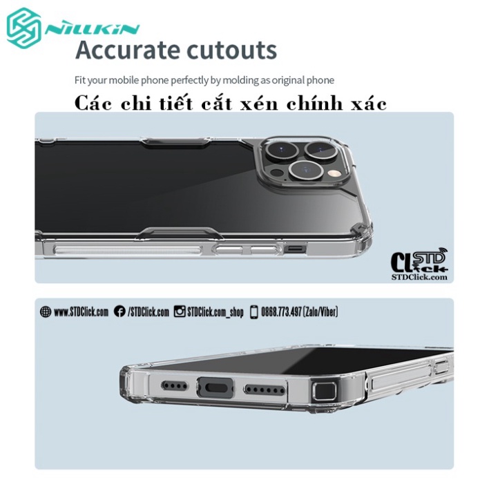 ỐP LƯNG DÀNH CHO ĐIỆN THOẠI IPHONE 14 - 14 PRO - 14 PLUS - 14 PRO MAX NILLKIN NATURE TPU PRO LƯNG KÍNH PC TRONG VIỀN DẺO
