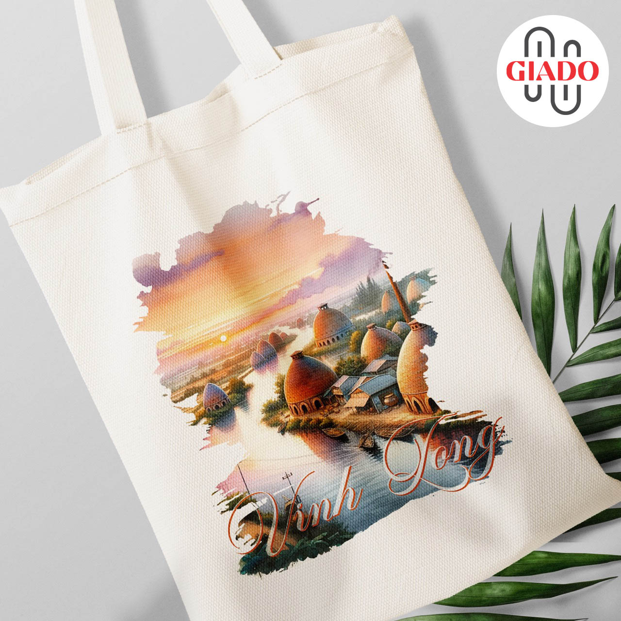 Túi canvas GIADO, túi vải bố, túi tote mẫu Vĩnh Long lò gạch
