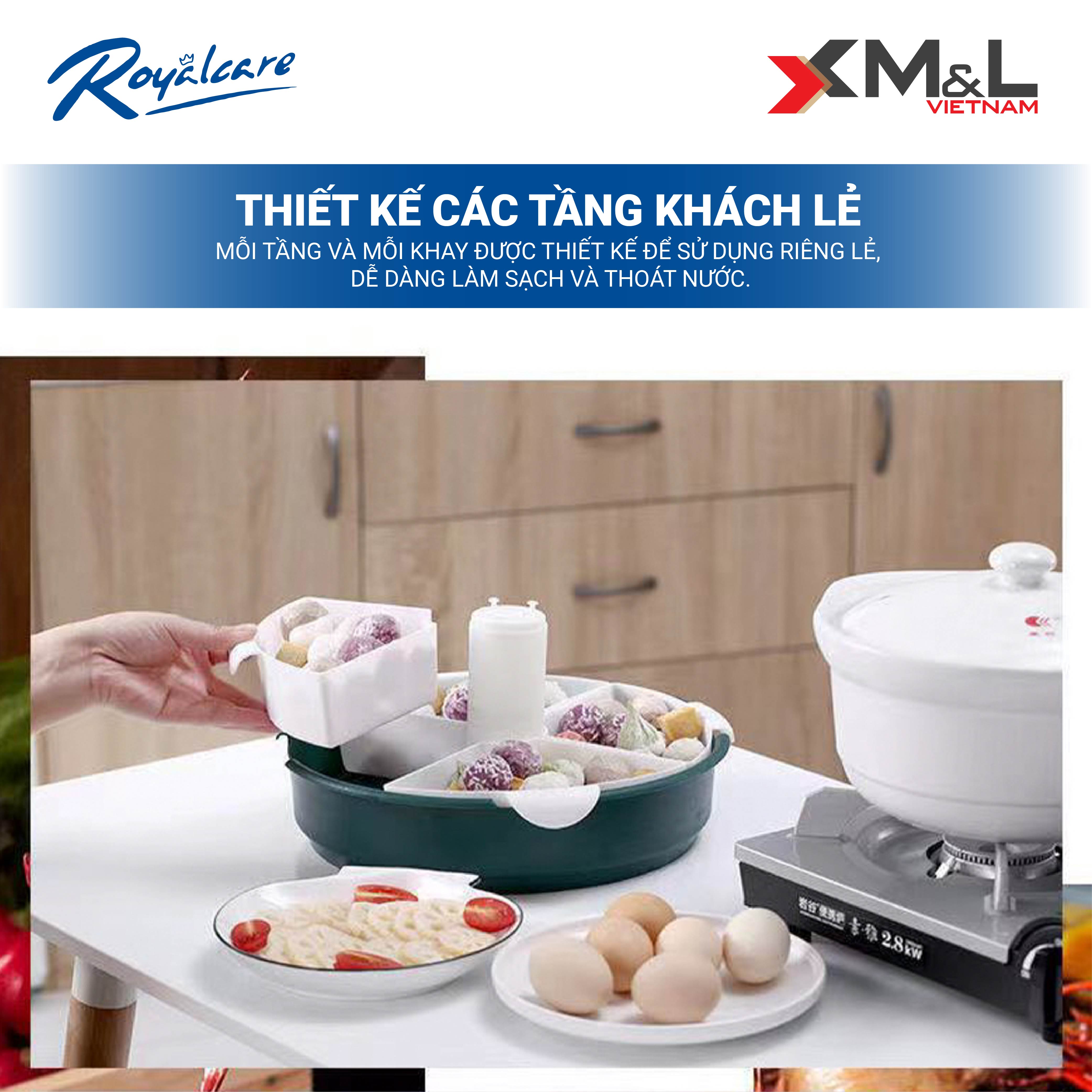 Khay đựng thức ăn, hoa quả , rau ăn lẩu đa năng M&amp;L RoyalCare xoay 360 độ nhiều ngăn phân loại thực phẩm