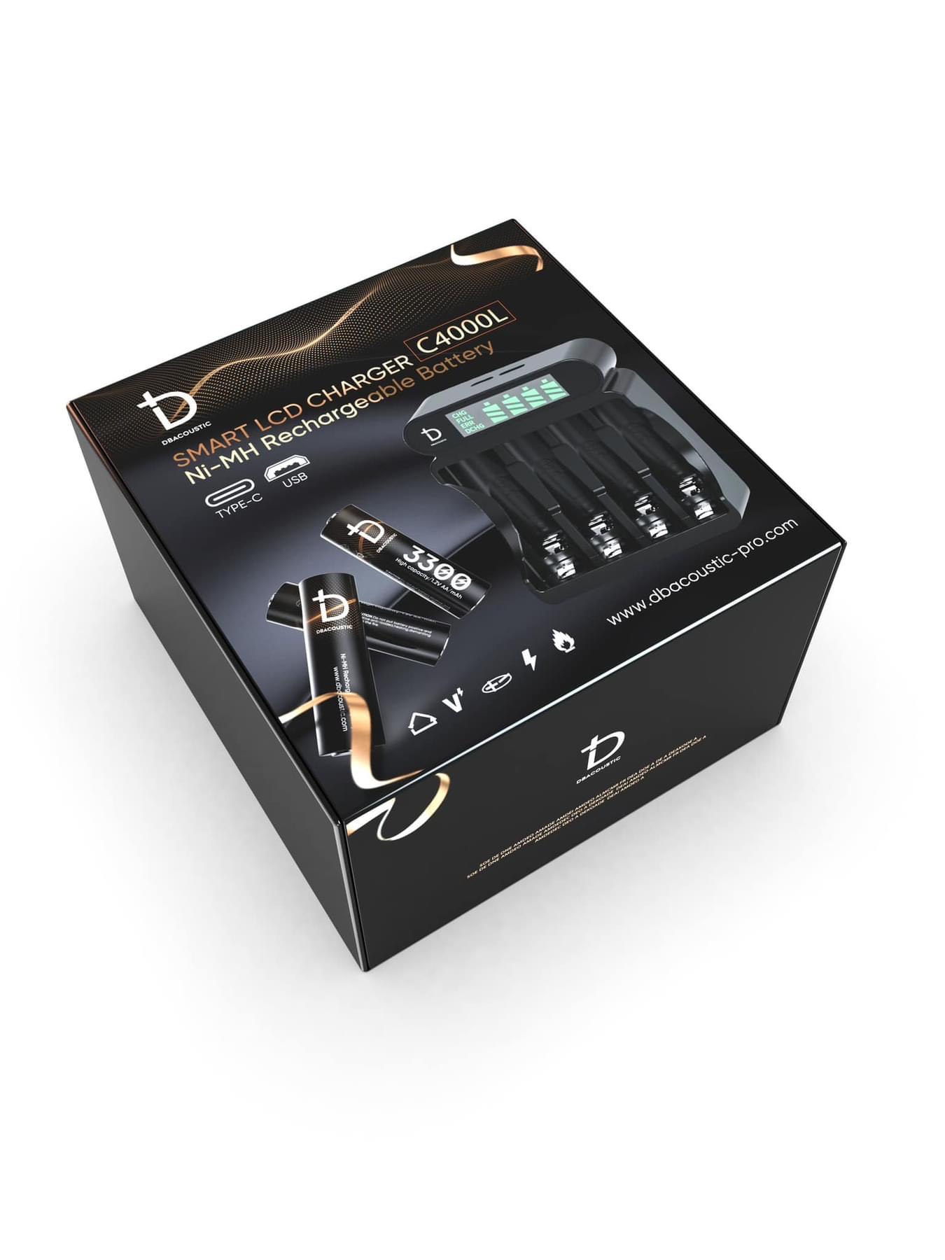 Combo Pin sạc AA micro db acoustic 3300mah, dock sạc db acoustic 4 slot