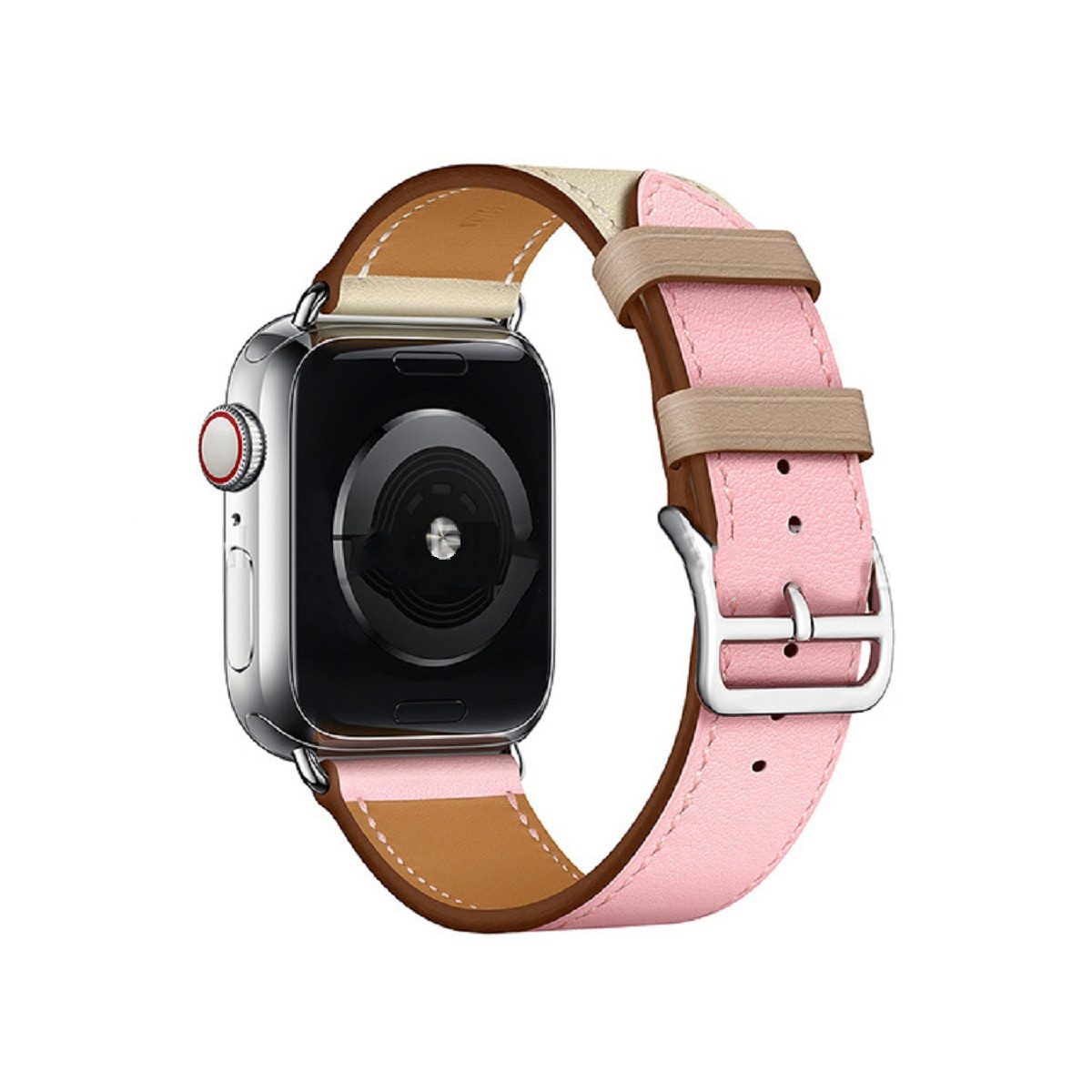 Dây Đeo Màu Hồng Bằng Da Dành Cho Apple Watch Series 44mm