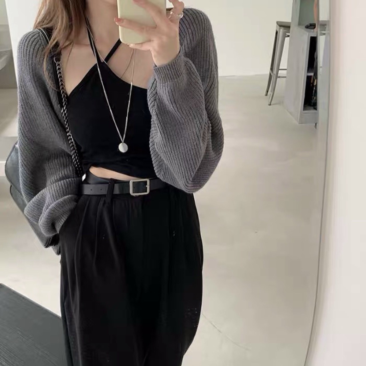 Hình ảnh ÁO KHOÁC CARDIGAN LEN DÁNG LỬNG-ÁO LEN CROPTOP SIÊU XINH)-BU FASHION