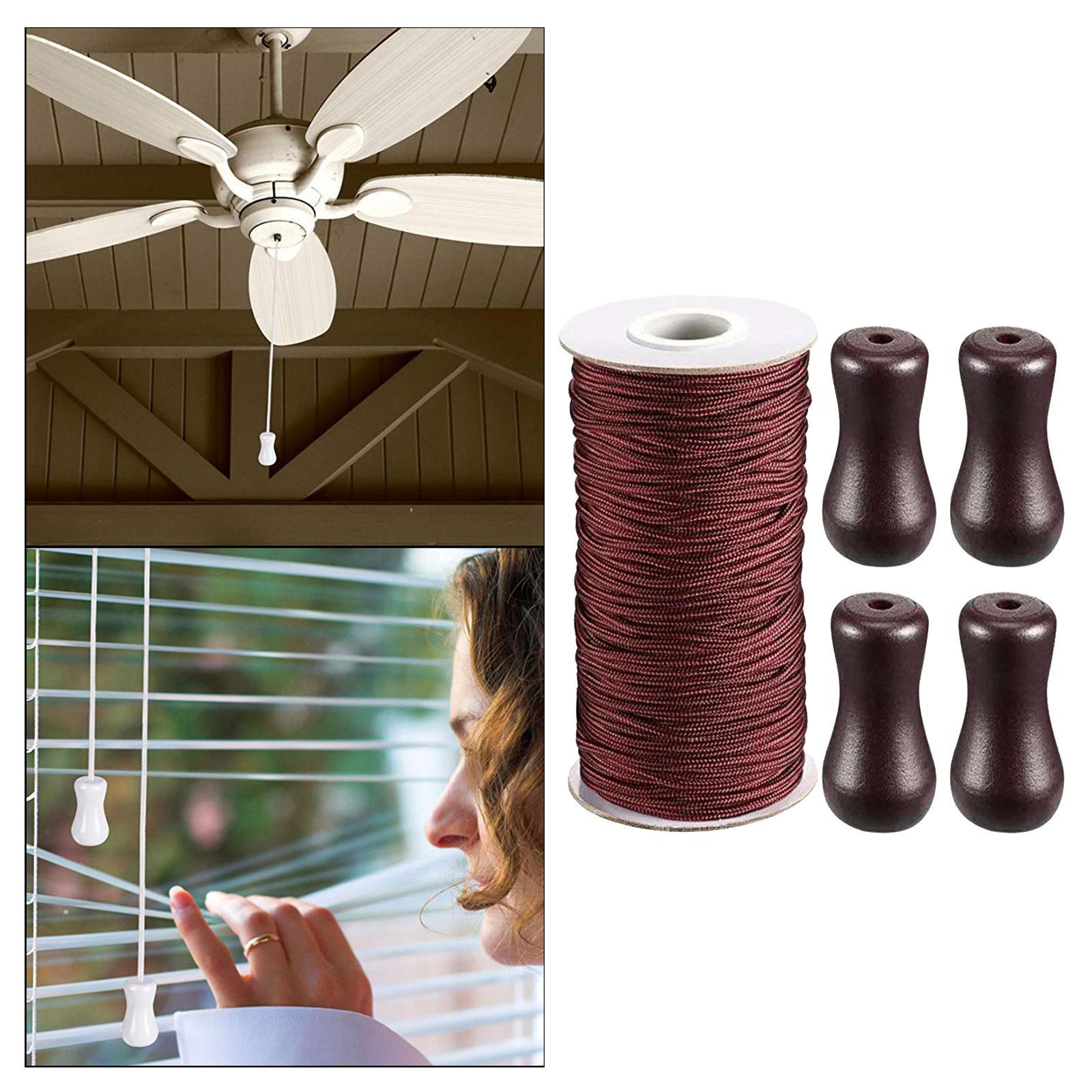 Brown Braided Lift Shade Cord Wood Pendant for Aluminum Blind Shade