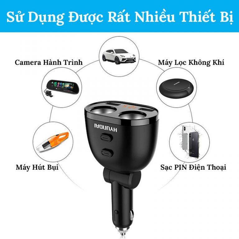Bộ Chia Tẩu Sạc Ô Tô Nhãn Hiệu Hyundai HY-16
