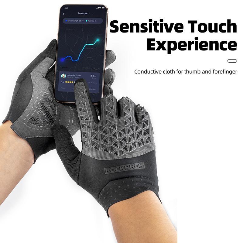 Găng tay xe đạp Rockbros MTB Găng tay đường dài Găng tay xe đạp Ngón tay xe đạp thoải mái Color: S275GR Size: XXL