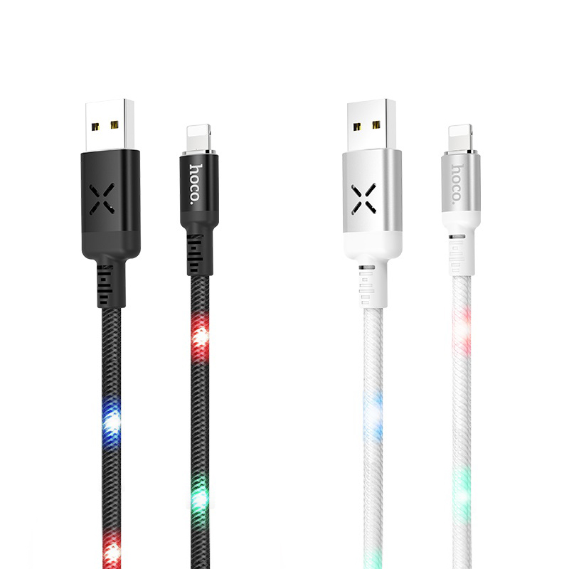 Cáp sạc nhanh Lightning, có đèn LED phát sáng khi sạc, sạc nhanh 3A Max, dành cho iPhone XS max/iPhone 11/iPhone 11 Pro max, sạc nhanh 2A Max, dài 120cm, Hoco U63 - Hàng chính hãng