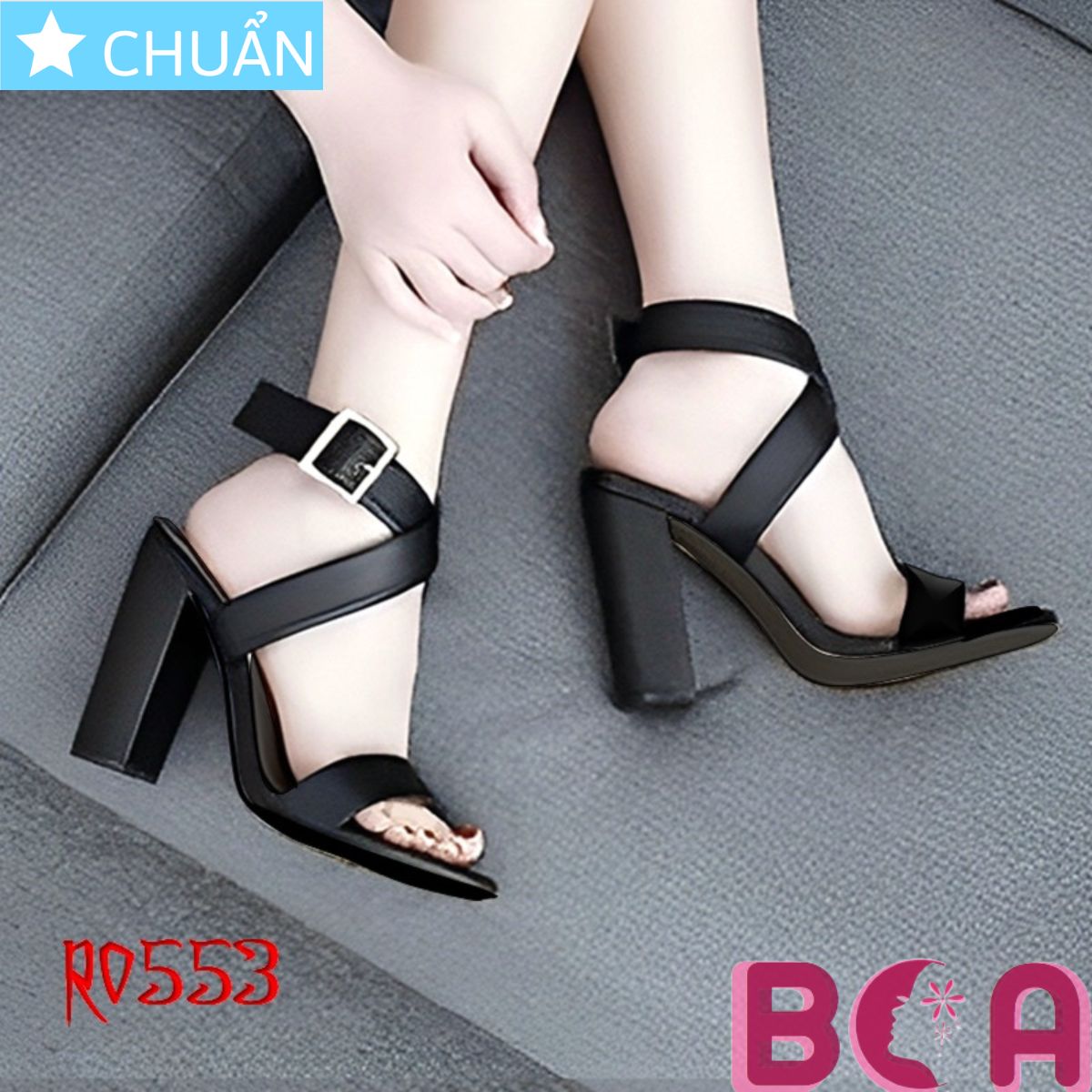 Giày sandal nữ bản to màu đen 7p RO553 ROSATA tại BCASHOP tôn dáng, nịnh chân cực kỳ