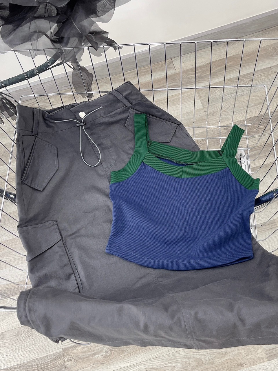 SET CHÂN VÁY DÀI TÚI HỘP LƯNG CAO DÂY RÚT + ÁO THUN CROPTOP DÂY DẠO PHỐ DỰ TIỆC ĐI CHƠI