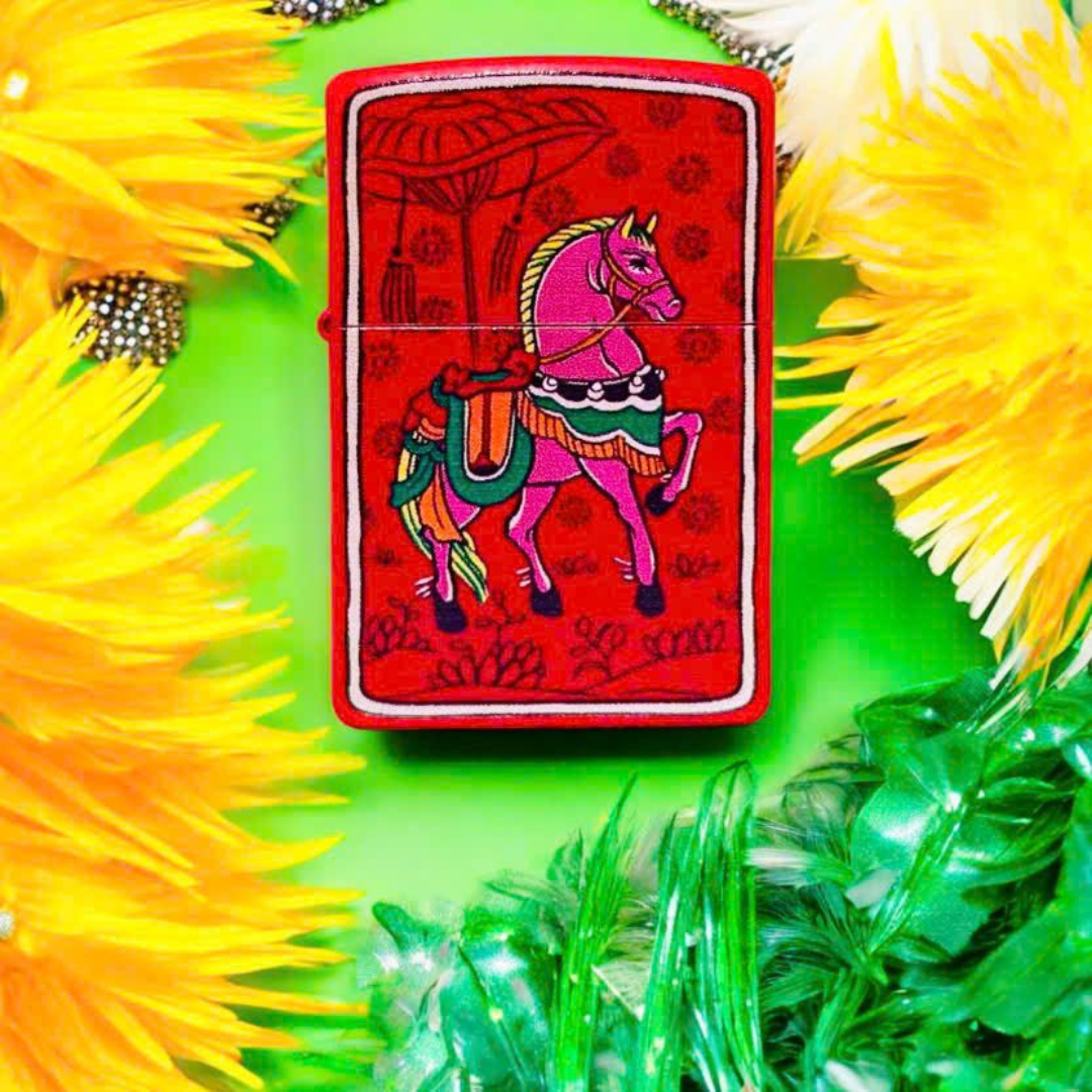 Bật lửa Zippo Year of the Horse - Phiên Bản 12 Con Giáp (Tuổi Ngọ) Thiết Kế Việt Nam, Sơn Tĩnh Điện Đỏ May Mắn Chính Hãng