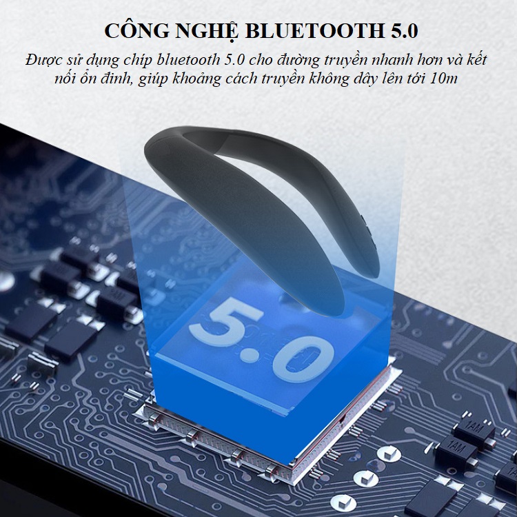 Loa Nghe Nhạc Bluetooth Huqu G600 - Thiết Kế Đeo Cổ Thể Thao Cá Tính - Hỗ Trợ Gắn Thẻ Nhớ, Nghe FM - Hàng Chính Hãng