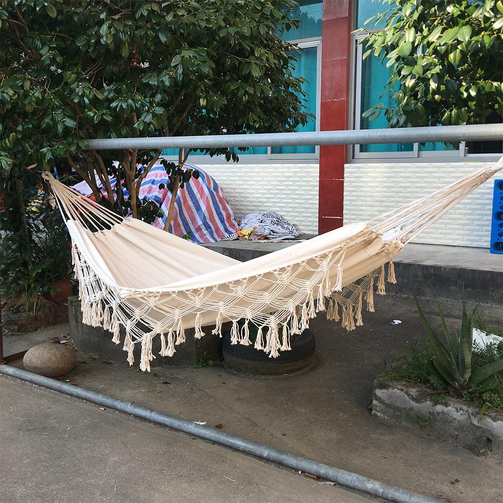 Cắm Trại Nguyên Chất Đôi Võng Vải Tua Rua Ngủ Ngoài Trời Sân Sau Xoay Giường Cho Khu Vườn Nhà Đặt Phụ Kiện