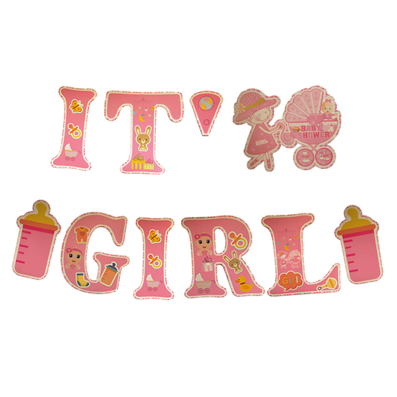 Banner baby shower trang trí cho bé gái It's GIRL