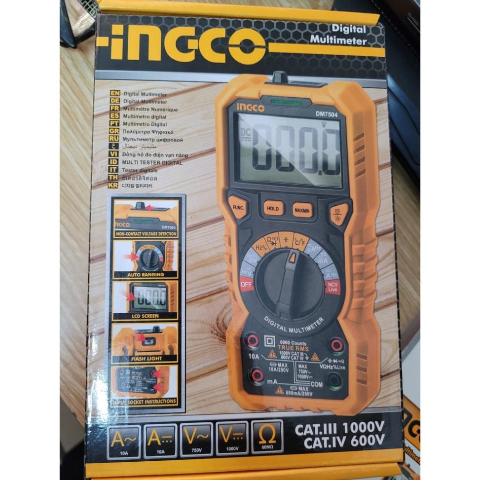 Đồng hồ vạn năng kỹ thuật số (6000 số đếm) INGCO DM7504 - Phát hiện điện áp không tiếp xúc